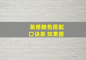 装修颜色搭配口诀表 效果图